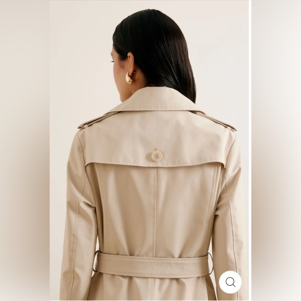 Danier Bretta trench coat long beige cream leather belt double breasted XXS - Picture 5 of 16